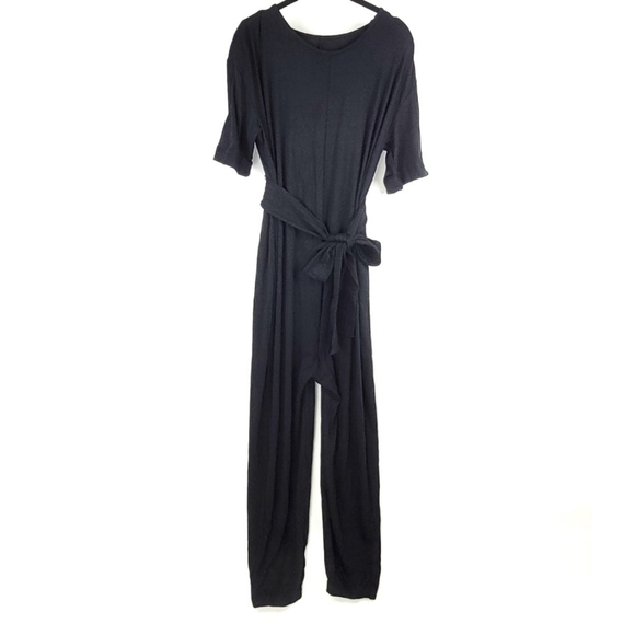 Black Loose Drop Crotch Jumpsuit - Picture 2 of 8